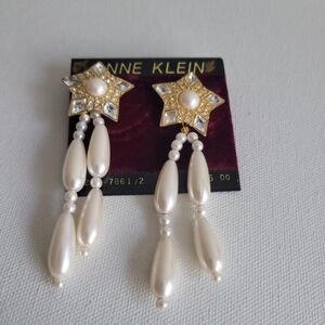 VTG Y2K Anne Klein Comet Star Dangle Earrings Cosmic Hypoallergenic
